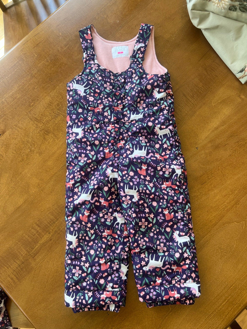 The Children's Place Navy Unicorn Floral Puffer Snow Bib & Snow Coat
